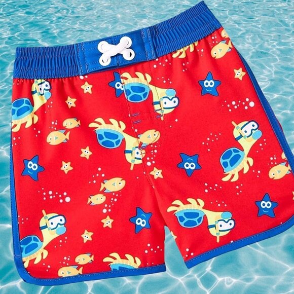 Wonder Nation Scuba Turtles Brilliant Red Swim Short Trunks - 12 Months NEW - Picture 1 of 4